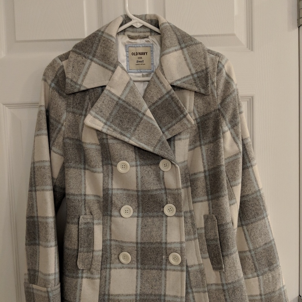 Old Navy plaid peacoat